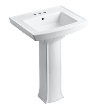 ARCHER® PEDESTAL BATHROOM SINK WITH 4-INCH CENTERSET FAUCET HOLES, White, large