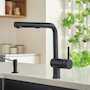 BLANCO LINUS LOW-ARC PULL-OUT DUAL SPRAY KITCHEN FAUCET, COAL BLACK, small