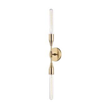 TARA TWO LIGHT WALL SCONCE, Aged Brass, large
