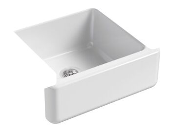 WHITEHAVEN® SELF-TRIMMING® 23-1/2 X 21-9/16 X 9-5/8 INCHES UNDER-MOUNT SINGLE-BOWL SINK WITH TALL APRON, White, large