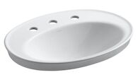 SERIF® DROP IN BATHROOM SINK WITH 8-INCH WIDESPREAD FAUCET HOLES, White, medium