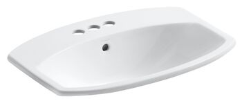 CIMARRON® DROP IN BATHROOM SINK WITH 4-INCH CENTERSET FAUCET HOLES, White, large