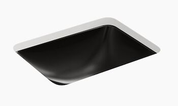 CAXTON® RECTANGLE UNDERMOUNT BATHROOM SINK WITH OVERFLOW AND CLAMP ASSEMBLY, Black Black, large
