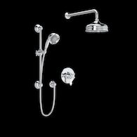VIAGGIO 1/2" THERMOSTATIC & PRESSURE BALANCE 3 FUNCTION SYSTEM TRIM WITH INTEGRATED VOLUME CONTROL (PORCELAIN LEVER), Polished Chrome, medium