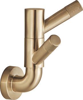 LITZE ROTATING DOUBLE ROBE HOOK WITH KNURLING, Brilliance Luxe Gold, large