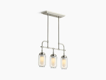 ARTIFACTS 3-LIGHT LINEAR CHANDELIER, Polished Nickel, large