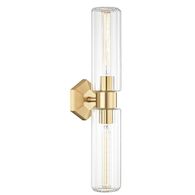 ROEBLING TWO LIGHT WALL SCONCE, Aged Brass, medium